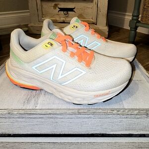 New Balance Women's Fresh Foam Cream and Orange Sneakers